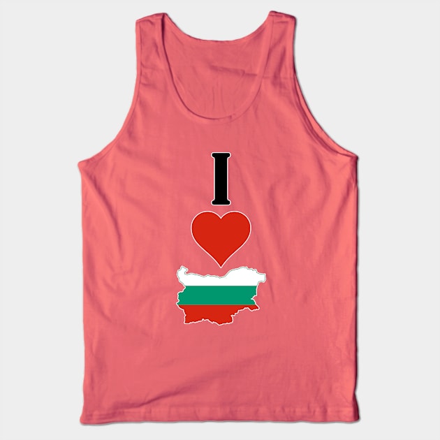 I Love Bulgaria Vertical I Heart Country Flag Map Tank Top by Sports Stars ⭐⭐⭐⭐⭐